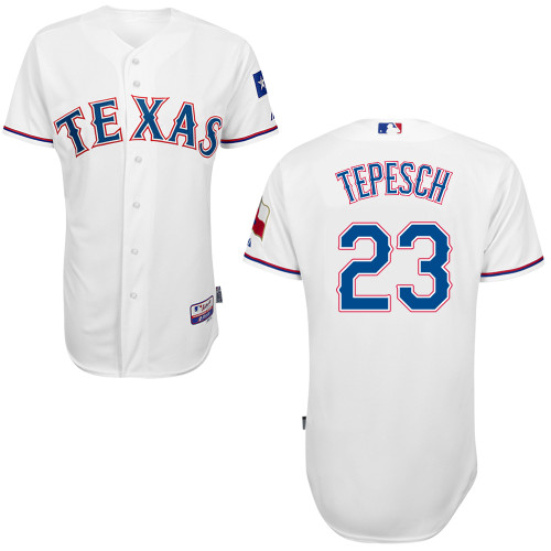 Nick Tepesch #23 MLB Jersey-Texas Rangers Men's Authentic Home White Cool Base Baseball Jersey